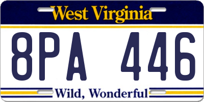 WV license plate 8PA446