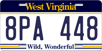 WV license plate 8PA448