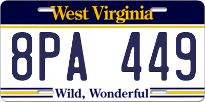 WV license plate 8PA449