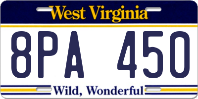 WV license plate 8PA450