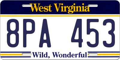 WV license plate 8PA453