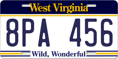 WV license plate 8PA456