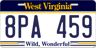 WV license plate 8PA459