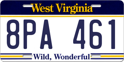 WV license plate 8PA461