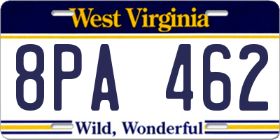 WV license plate 8PA462