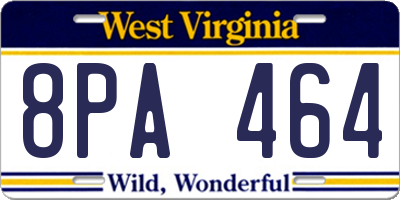 WV license plate 8PA464