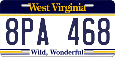 WV license plate 8PA468