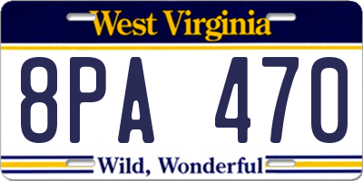 WV license plate 8PA470