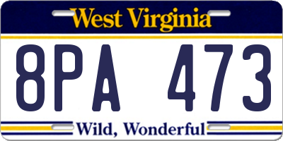 WV license plate 8PA473