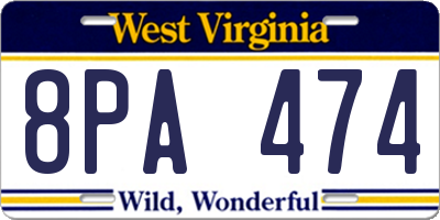 WV license plate 8PA474