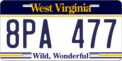 WV license plate 8PA477