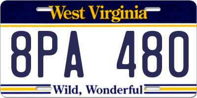 WV license plate 8PA480