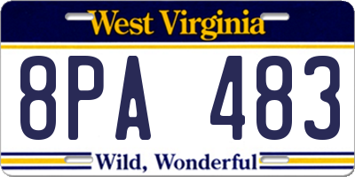 WV license plate 8PA483