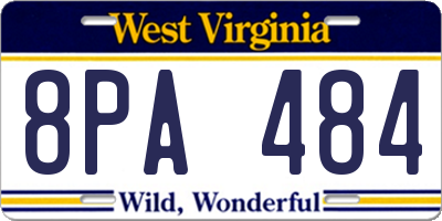 WV license plate 8PA484