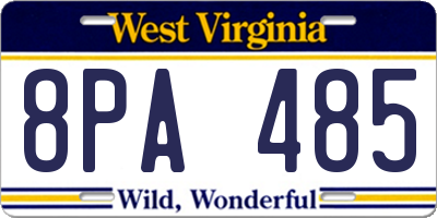 WV license plate 8PA485