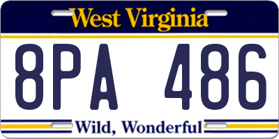 WV license plate 8PA486