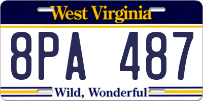 WV license plate 8PA487