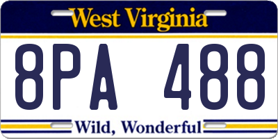 WV license plate 8PA488