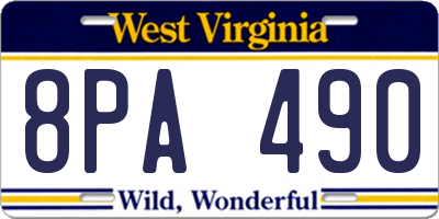 WV license plate 8PA490