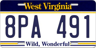 WV license plate 8PA491