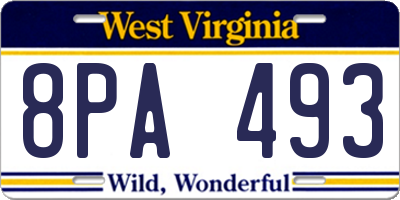 WV license plate 8PA493