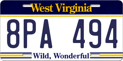 WV license plate 8PA494