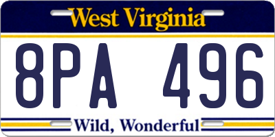 WV license plate 8PA496