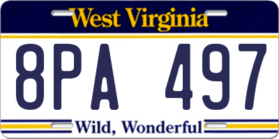 WV license plate 8PA497