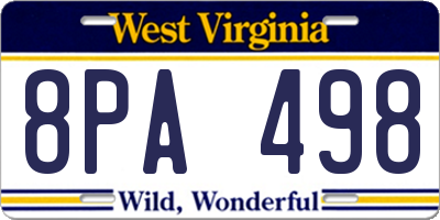 WV license plate 8PA498