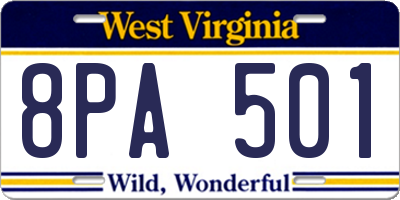 WV license plate 8PA501
