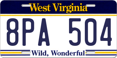 WV license plate 8PA504