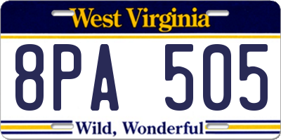 WV license plate 8PA505