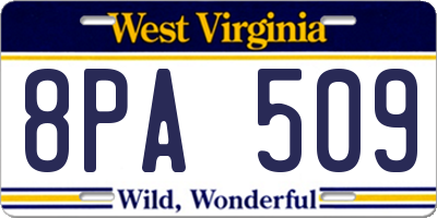 WV license plate 8PA509