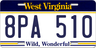WV license plate 8PA510