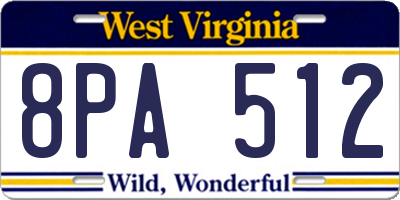 WV license plate 8PA512