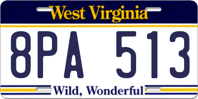 WV license plate 8PA513