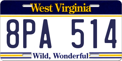 WV license plate 8PA514