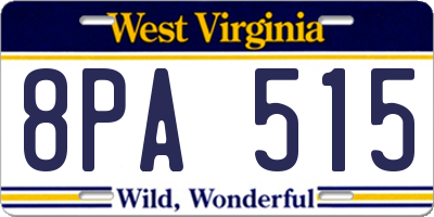WV license plate 8PA515
