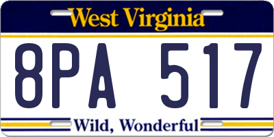 WV license plate 8PA517