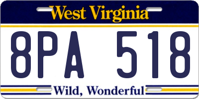 WV license plate 8PA518