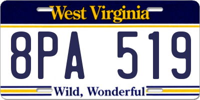 WV license plate 8PA519