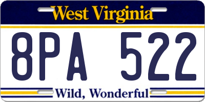 WV license plate 8PA522