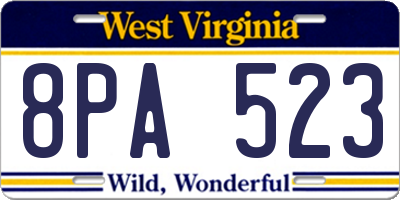 WV license plate 8PA523