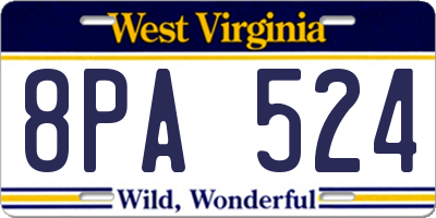 WV license plate 8PA524