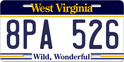 WV license plate 8PA526