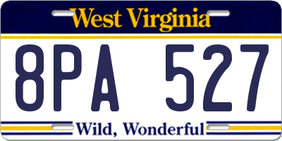 WV license plate 8PA527