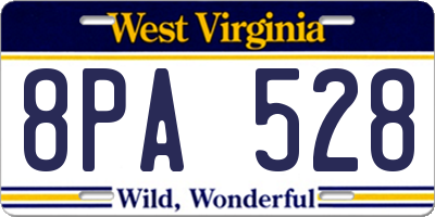 WV license plate 8PA528