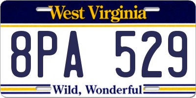 WV license plate 8PA529