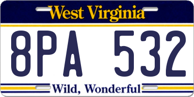 WV license plate 8PA532