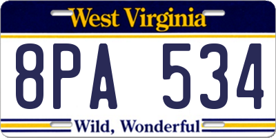 WV license plate 8PA534